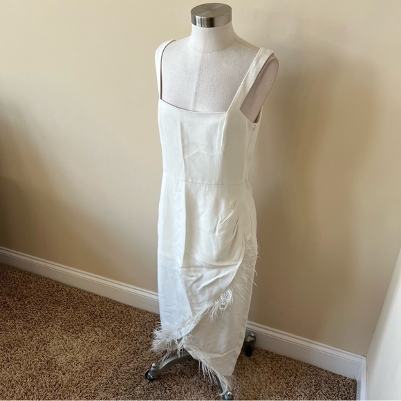 Saylor White Caylin Feather trim midi Dress 13640 - Picture 8 of 15